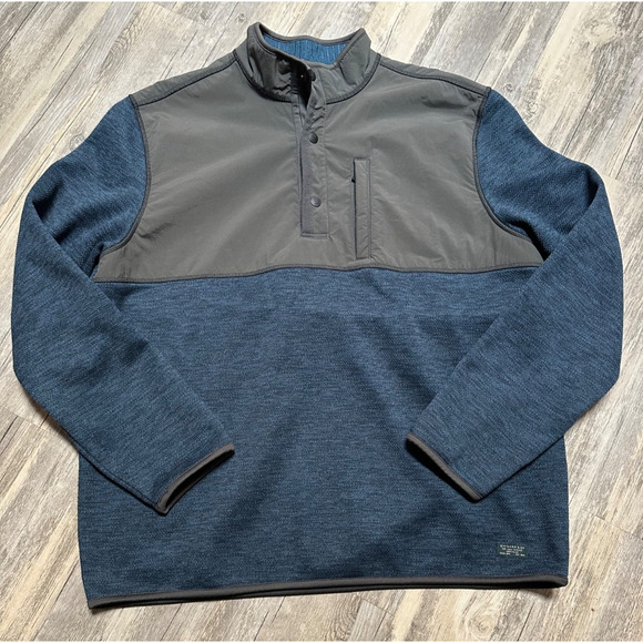 G.H. Bass & Co. Honeycomb Mixed Media 1/4 Snap Pullover Fleece Gray Blue Men XL - Picture 1 of 7